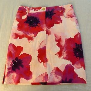 Celine Poppy Print Skirt in Barbie Pink (15)
